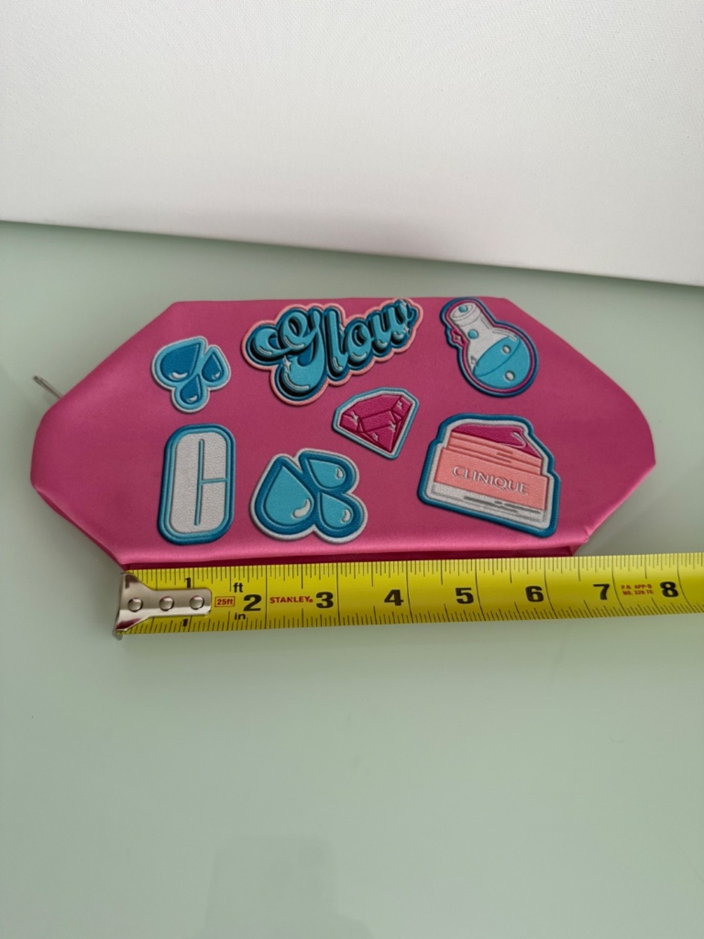 Clinique Pink & Blue Novelty Print Makeup Bag Cosmetic Pouch View 5